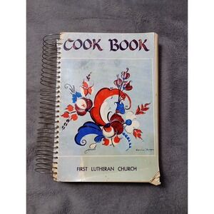 Vintage Cookbook Spiral First Lutheran Church Fargo ND Recipes Scandinavian spec